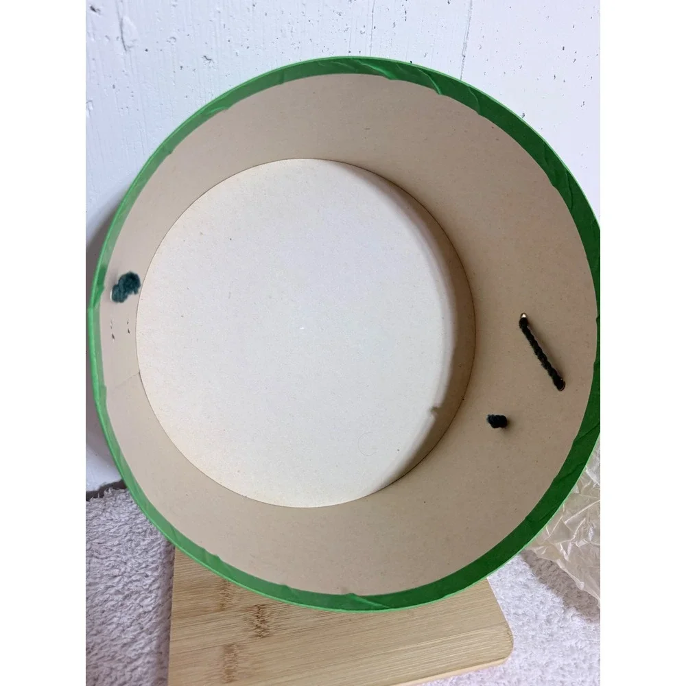 Vintage Jelleffs Washington DC Hat Box Green Striped Round Storage Case 12.5in